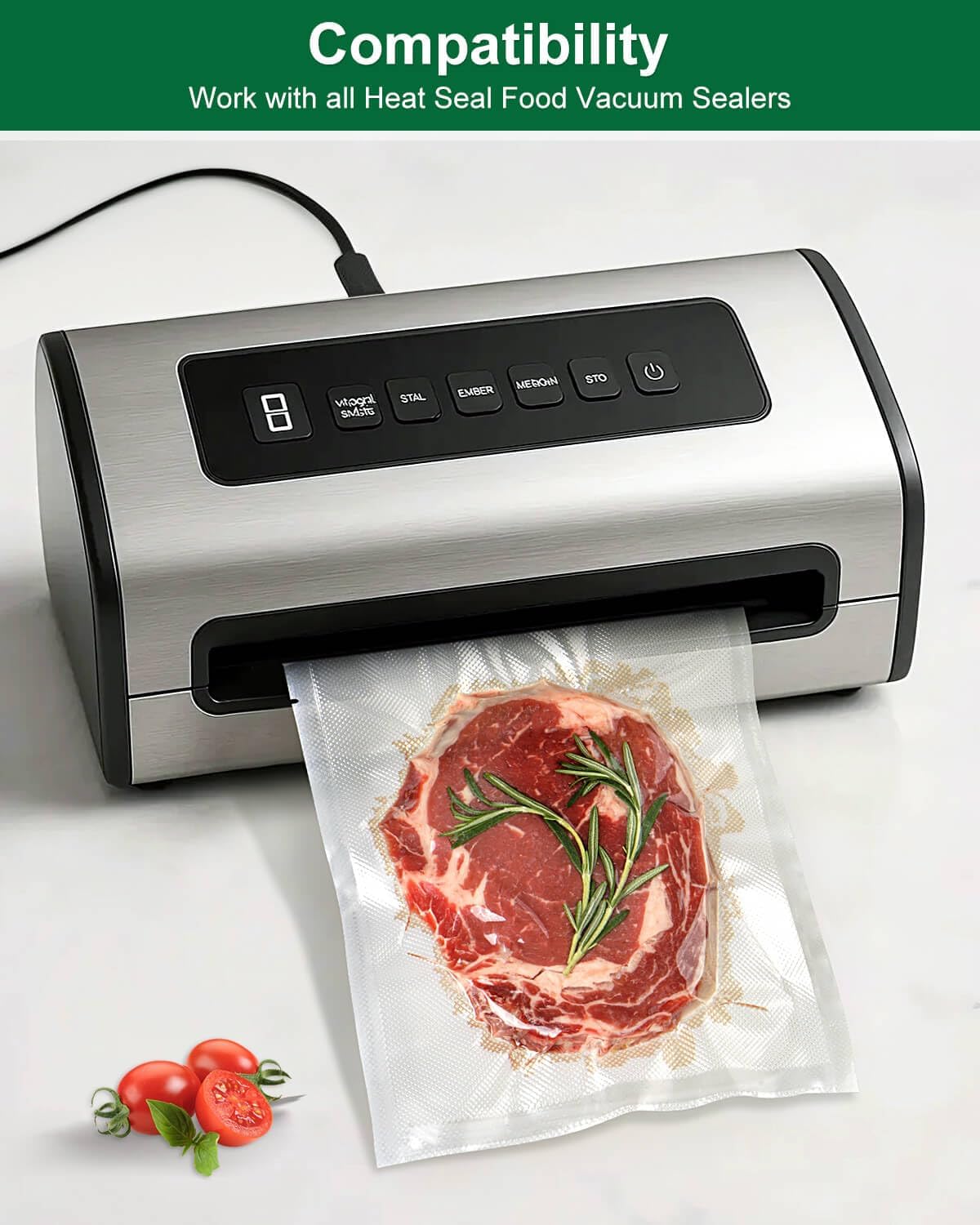 Quart Vacuum Sealer Bags - Heavy Duty BPA-Free Food Storage | 8x11 Inch, 100 Count, Precut