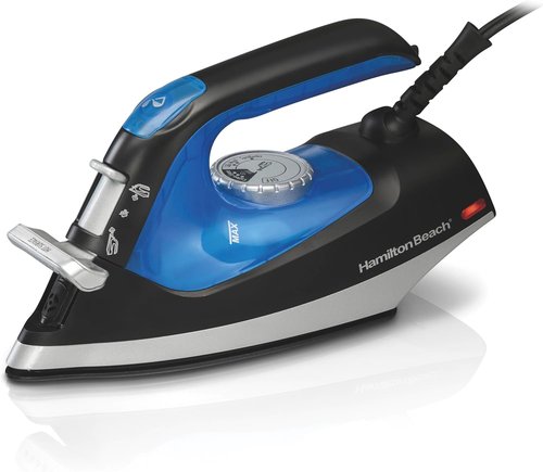 Hamilton Beach 2-in-1 Steam Iron - Versatile Garment Steamer with 5 Temperature Settings, 1200 Watts, Black & Blue