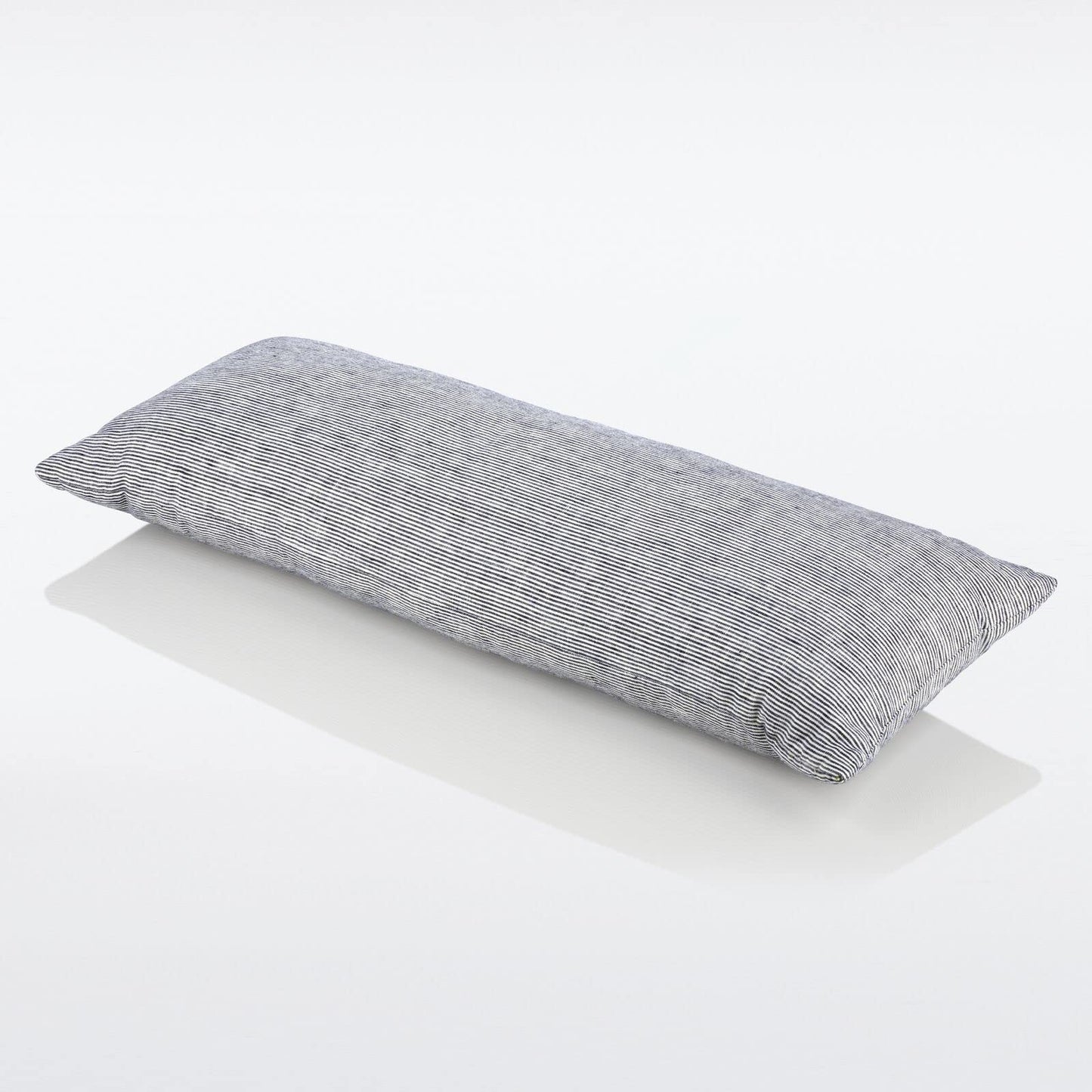 Nate Home by Nate Berkus Textured Cotton Stripe Decorative Throw Pillow | Cushion, Modern Decor for Couch, Chairs, or Bedroom from mDesign - Oblong Size 14" x 36", Natural/Night (Navy Blue)