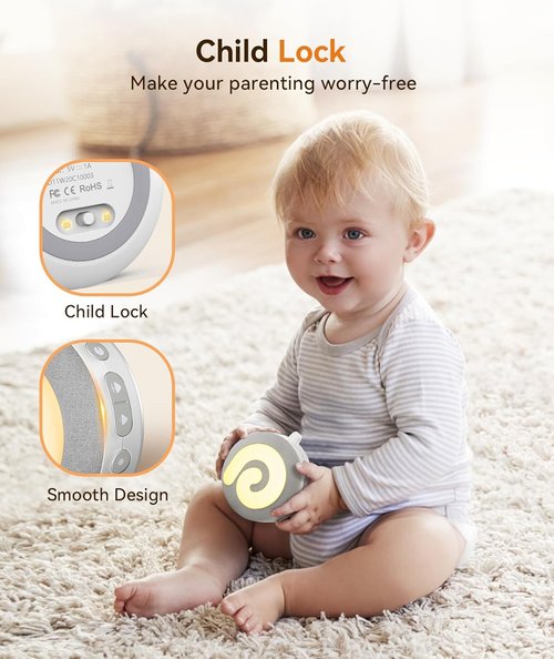 Dreamegg Portable Sound Machine - D11 White Noise Machine with Night Light & Lullabies for Baby Sleep