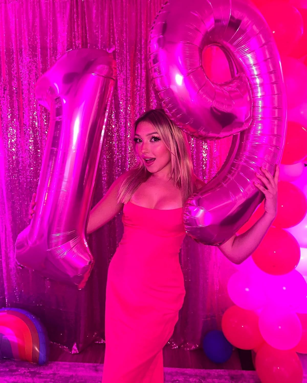 Regine Switzerland Number 9 Balloon - 40 Inch Hot Pink Giant Birthday Decoration for Girls