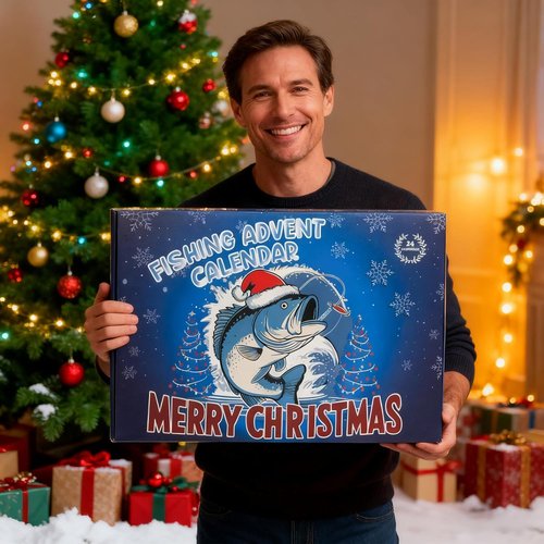 Fishing Advent Calendar 2025 - 24-Day Countdown with Surprise Gifts for Fishing Enthusiasts