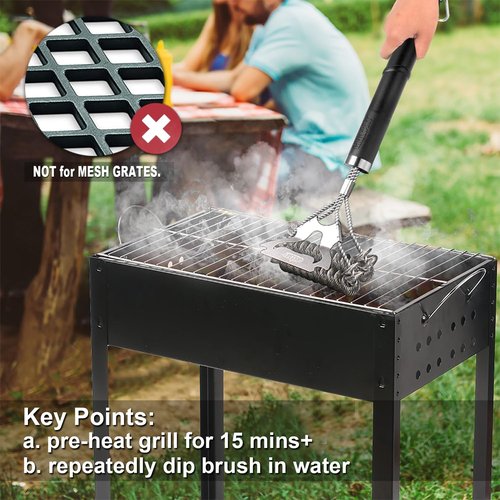 GRILLART Grill Brush - Bristle-Free BBQ Cleaner for Safe Grilling - 18" Stainless Steel Tool