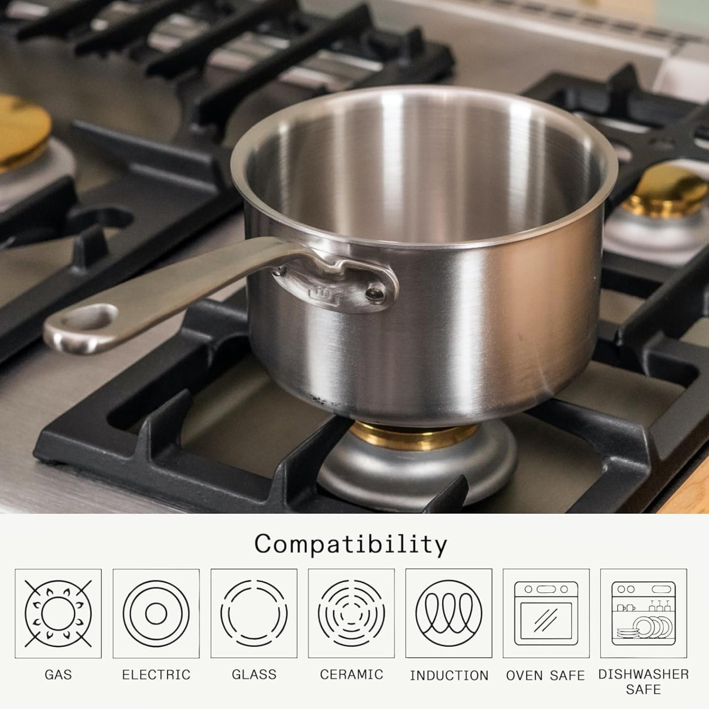 Made In Cookware - 2 Quart Stainless Steel Saucepan with Lid - Professional 5 Ply Induction Compatible Cookware