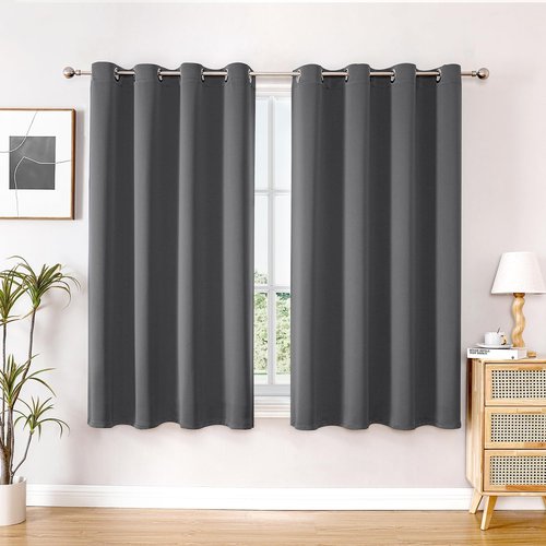 ChrisDowa Blackout Curtains - Thermal Insulated Room Darkening Panels, 2 Set, Grey, 52 x 45 Inch