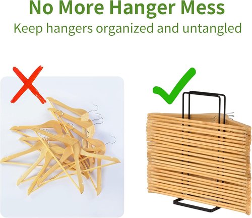 EASTTOWEST Hanger Organizer - Durable Black Carbon Steel Stacker for 110 Wire Hangers | Closet & Laundry Room Storage
