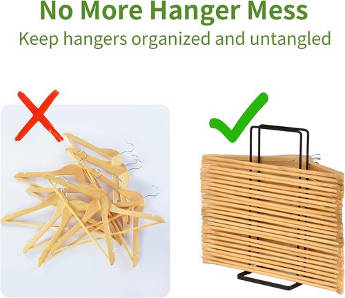 EASTTOWEST Hanger Organizer - Sturdy Black Carbon Steel Rack Holds 110 Wire Hangers | Closet & Laundry Room Storage