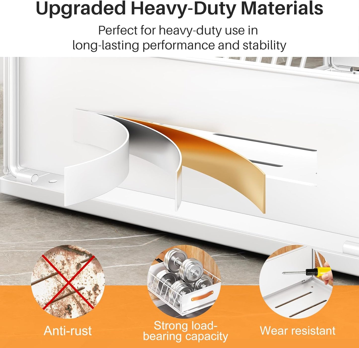 Skiennix Pull-Out Cabinet Organizer - Heavy-Duty Sliding Pantry Shelves with Handle | 9.8"W x 15.7"D x 6.2"H, White
