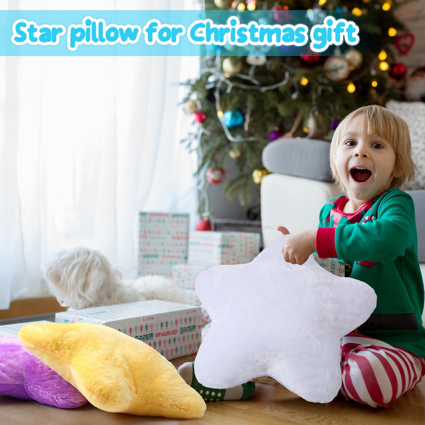 Soaoo 5 Pcs Star Fluffy Pillow Shaped Star Throw Pillow Kids Aesthetic Decor Soft Preppy Cute Cushion for Sofa Living Room Bedroom Back to School 15.75 in (Yellow,Purple,White,Blue,Dark Blue)