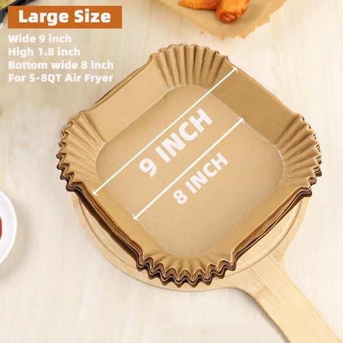 300PCS Air Fryer Liners Disposable for 5-8QT Air fryer,9 Inch Square Air Fryer Parchment Paper Liners for COSORI 5 6QT,Ninja 5/5.5 QT AF141/181,Paris Hilton 6-Quart,Chefman,Cuisinart,Instant Pot
