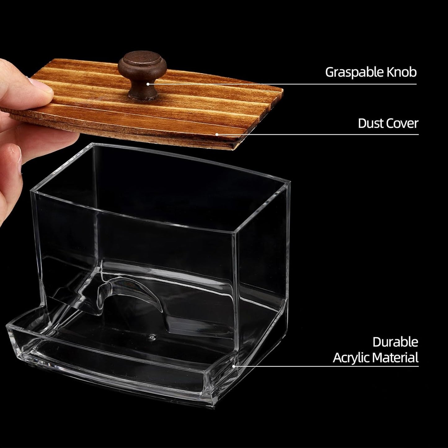 Tbestmax Qtip Holder Dispenser - 10oz Clear Bathroom Organizer for Cotton Balls, Swabs & Floss