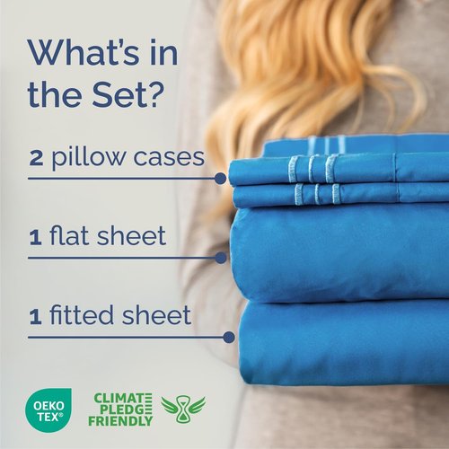 Cal King Size 4-Piece Sheet Set by [Brand Name] - Comfy, Breathable & Cooling Luxury Bedding - Deep Pockets, Soft & Wrinkle-Free - Royal Blue