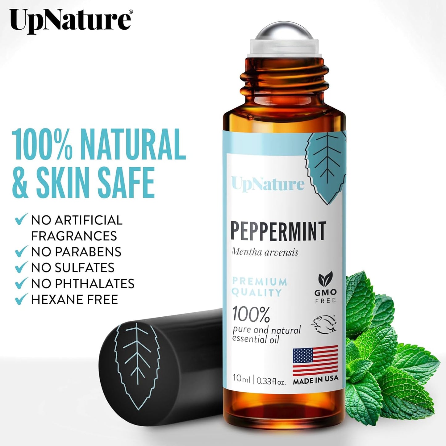 UpNature Peppermint Oil Roll-On - 100% Natural Relief for Nausea & Morning Sickness - Essential Oil for Pregnancy