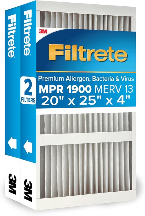 Filtrete 20x25x4 AC Furnace Air Filter - MERV 13 Premium Allergen & Virus Protection | 2-Pack