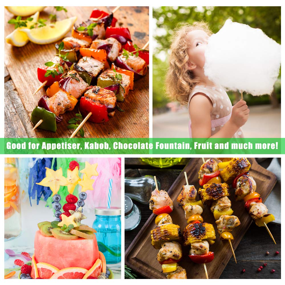 Hysagtek 400 Pcs Wood Skewers 6 Inch Bamboo Skewers Fruit Skewers Chocolate Fountain Sticks Fondue Sticks for Appetizer, BBQ, Cocktail, Kabob, Chocolate Fountain, Barbecue, Party
