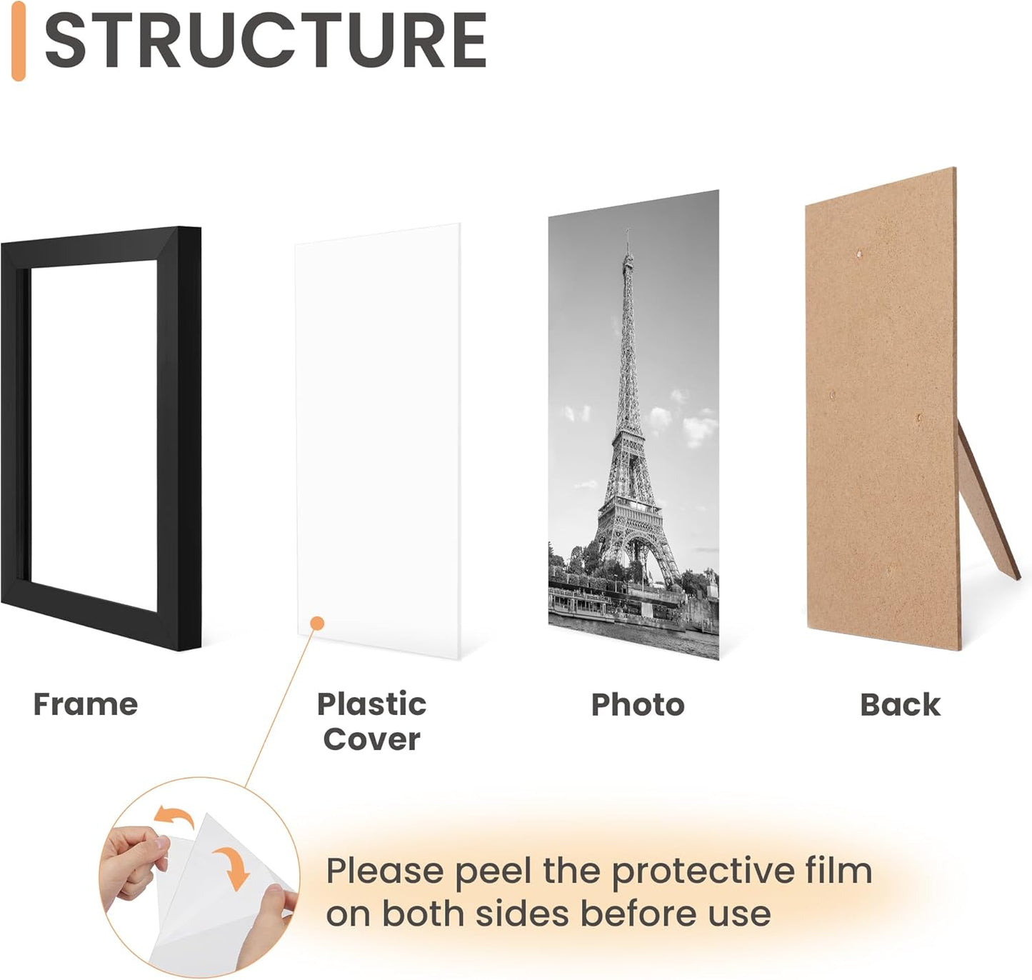 Upsimples 10 Pack Picture Frames - Collage Wall Decor for Tabletop Display | Multi-Sized Black Frames (8x10, 5x7, 4x6)