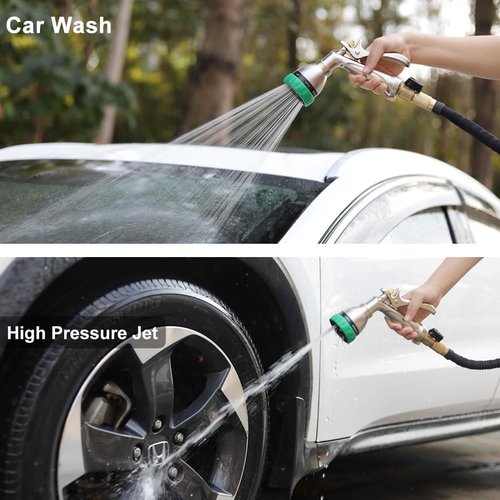 FANHAO Heavy Duty Garden Hose Nozzle - 100% Metal Sprayer with 7 Spray Patterns | Ergonomic Design for High Pressure Watering