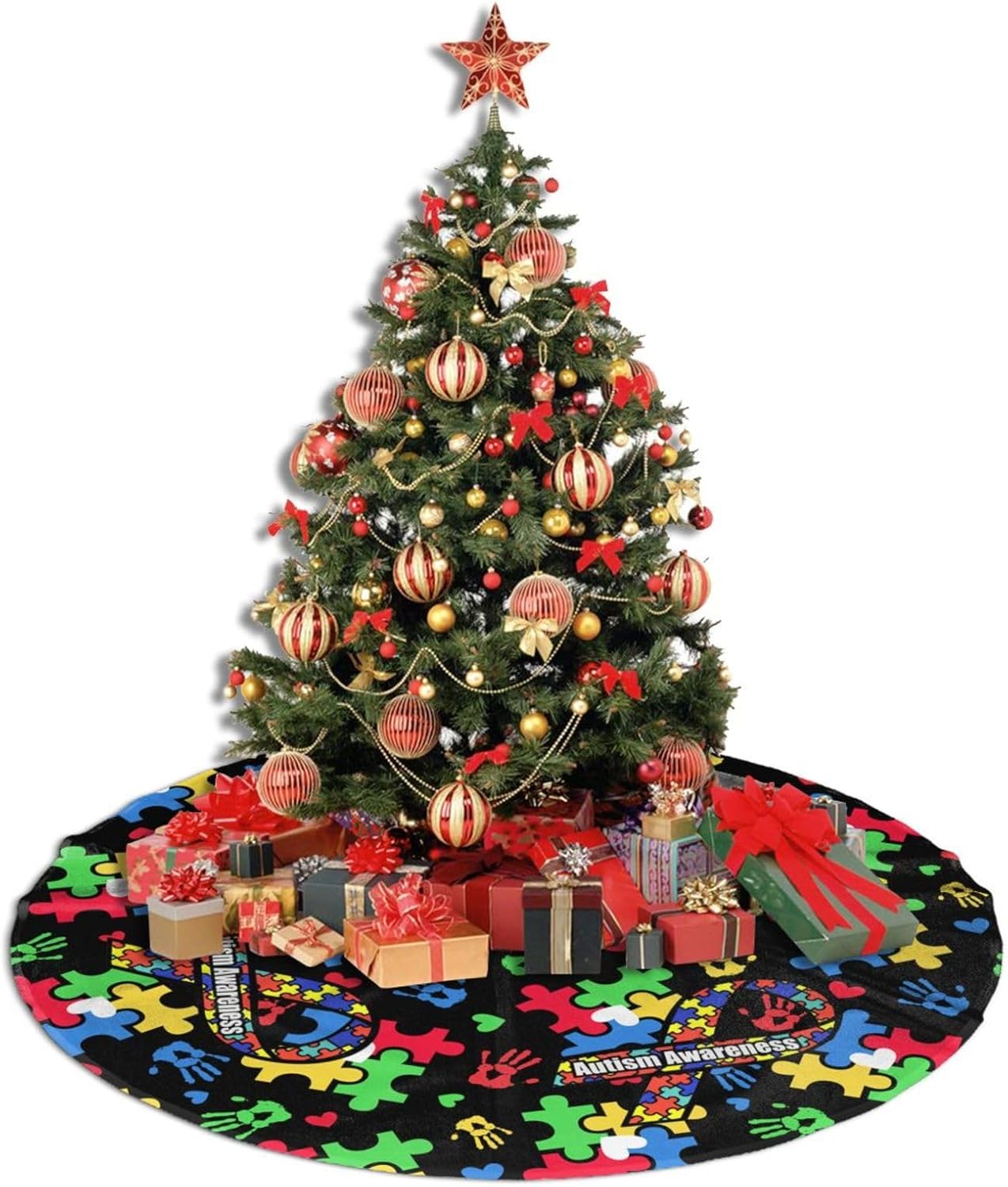 Regine Switzerland Autism Awareness Tree Skirt - Festive Christmas Decoration - 30" Size