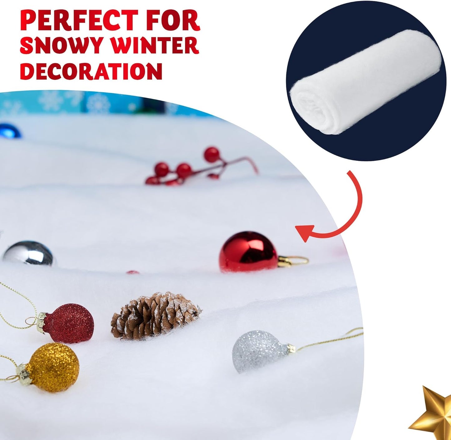 JOYIN Christmas Snow Blanket Roll - Thick White Soft Fake Snow Cover for Holiday Decor | 15In x 10Ft, 2PCS