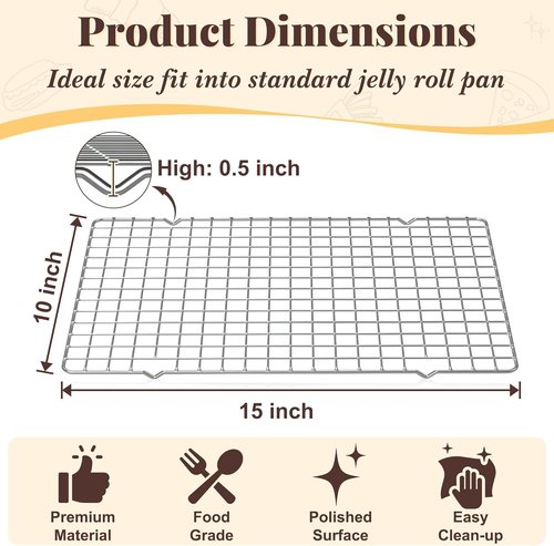 Cooling Racks | Skiennix 2-Piece 10" x 15" Grid Wire Baking Rack - Dishwasher Safe for Oven Cooking & Grilling