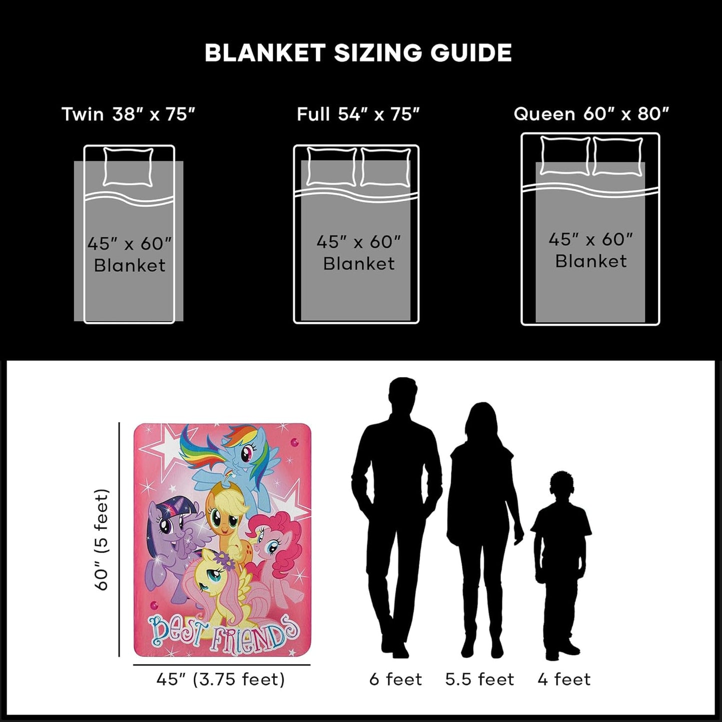 My Little Pony 'Happy Herd' Fleece Throw Blanket - 45x60, Multi-Color Cozy Blanket