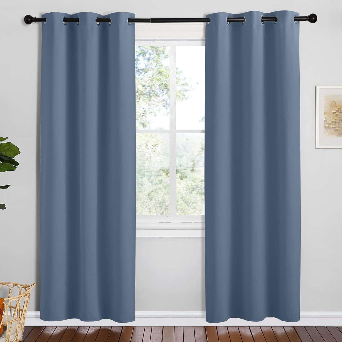 NICETOWN Short Curtains - Thermal Insulated Blackout Panels | Stone Blue, 42" W x 78" L, 1 Pair