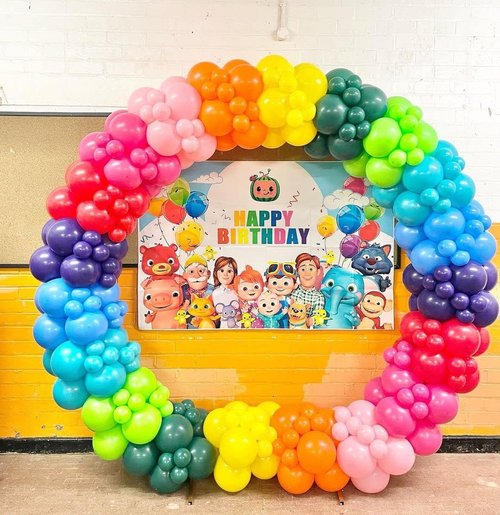 Bezente Rainbow Latex Balloons - 100 Pack with Balloon Tape Strips & Glue Dot Stickers | Party Essentials