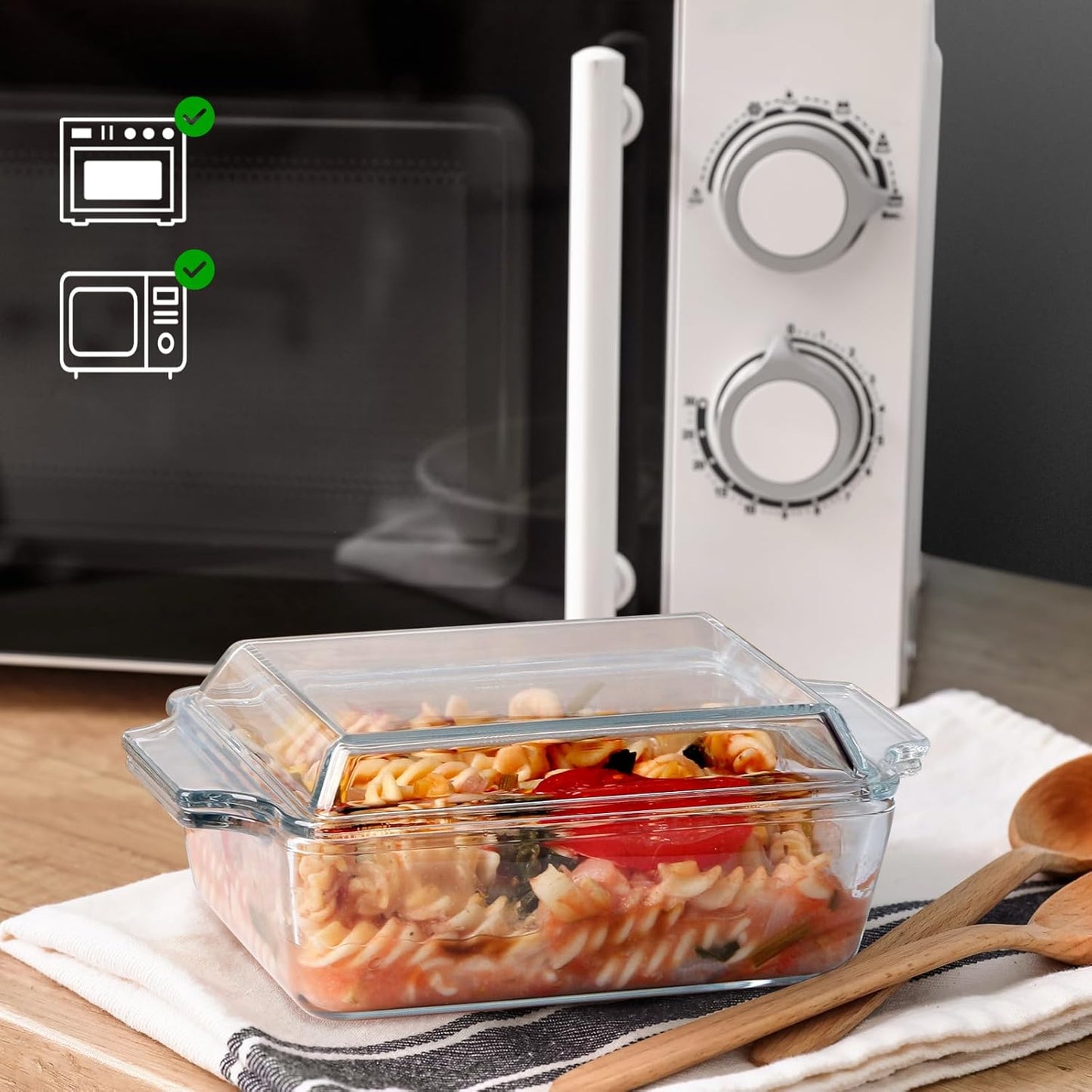 Regine Switzerland Glass Casserole Dish Set - Oven Safe Mini Square 6in x 6in with Glass Lid