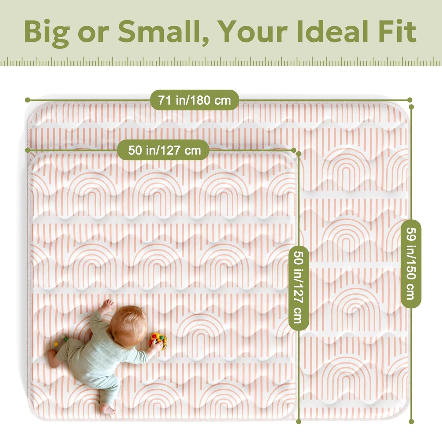 Mallify Baby Play Mat - Non-Slip 50"x50" Soft Crawling Mat for Infants & Toddlers | Portable Pink Design