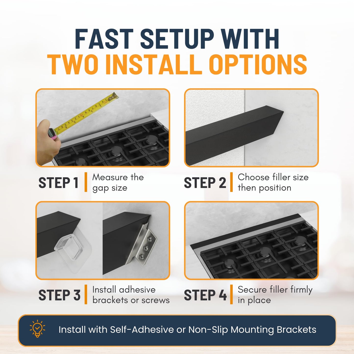 30” Slide In Range Gap Filler Kit, Slide-In Range Rear Gap Filler & Range Trim Kit, Universal Stove Gap Cover Between Stove and Wall Guard, Aluminum Cooktop Trim Kit for Whirlpool & Most Brands, Black