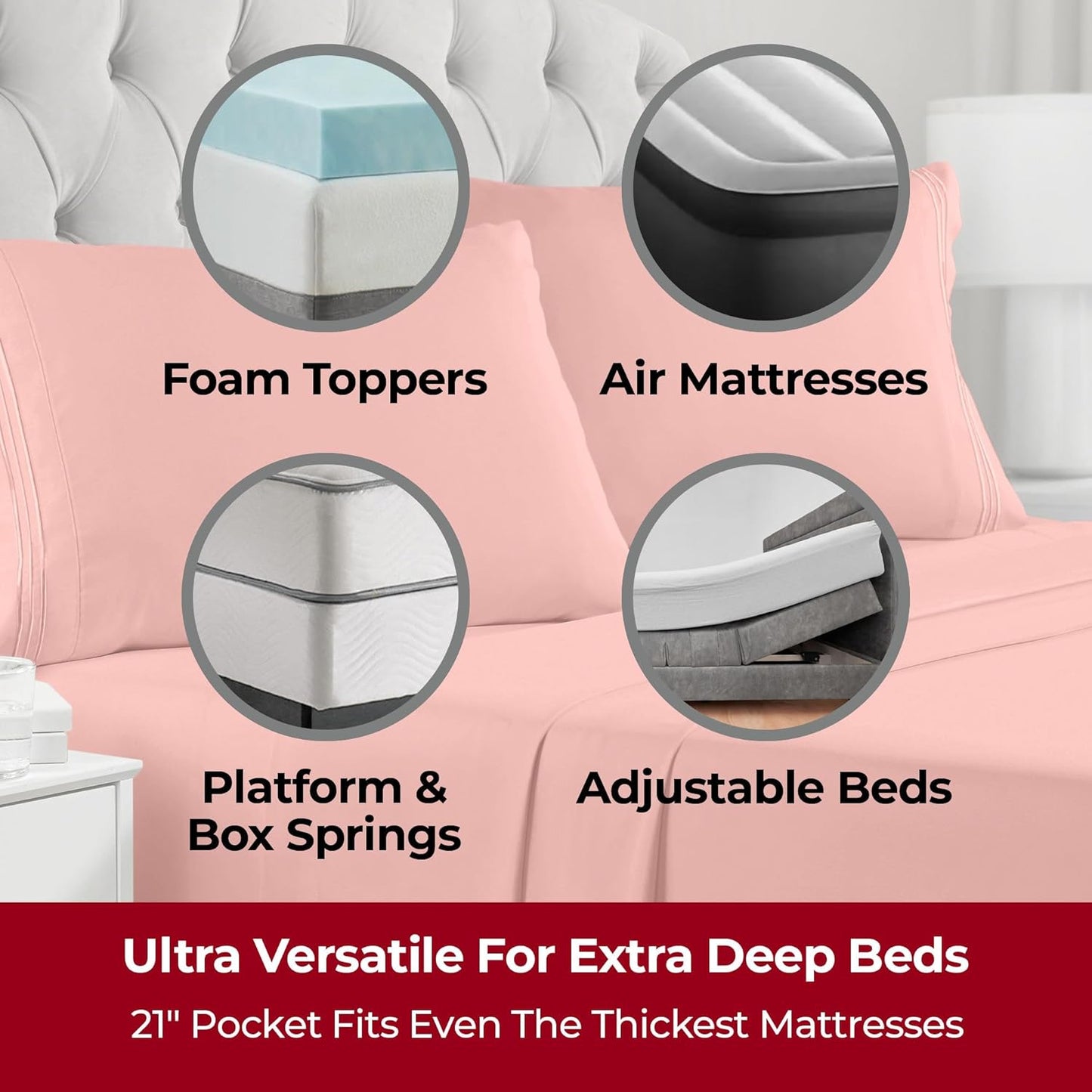 Mellanni Extra Deep Full Sheets - Hotel Luxury Ultra Soft Cooling Bedding - Wrinkle & Stain Resistant (Full, Coral)