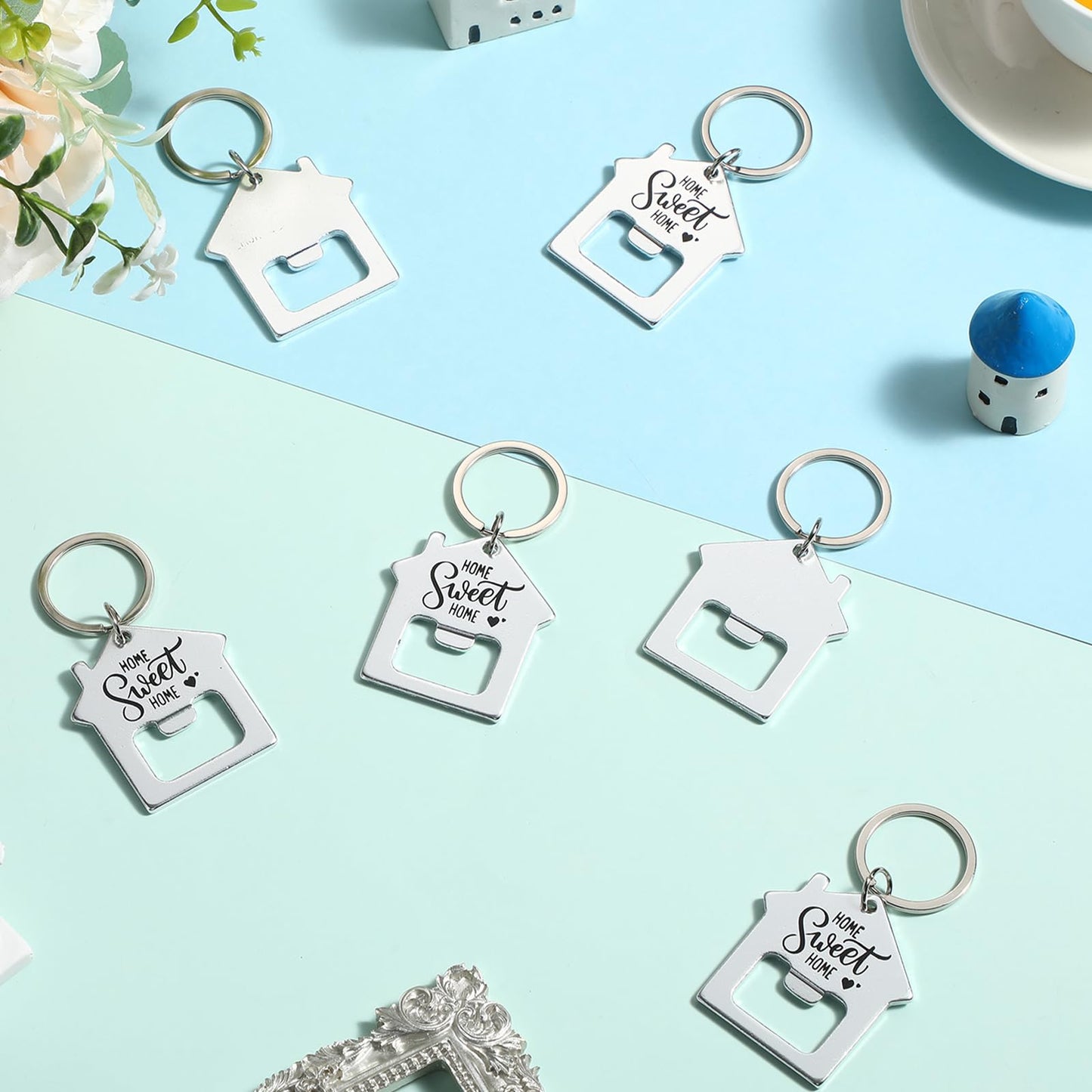 Jingmore 30 Pcs New Home Keychains Bulk Estate Agent Gifts Sweet House Keyrings Housekeeping Gift Housewarming Party Favors (Sweet Home)