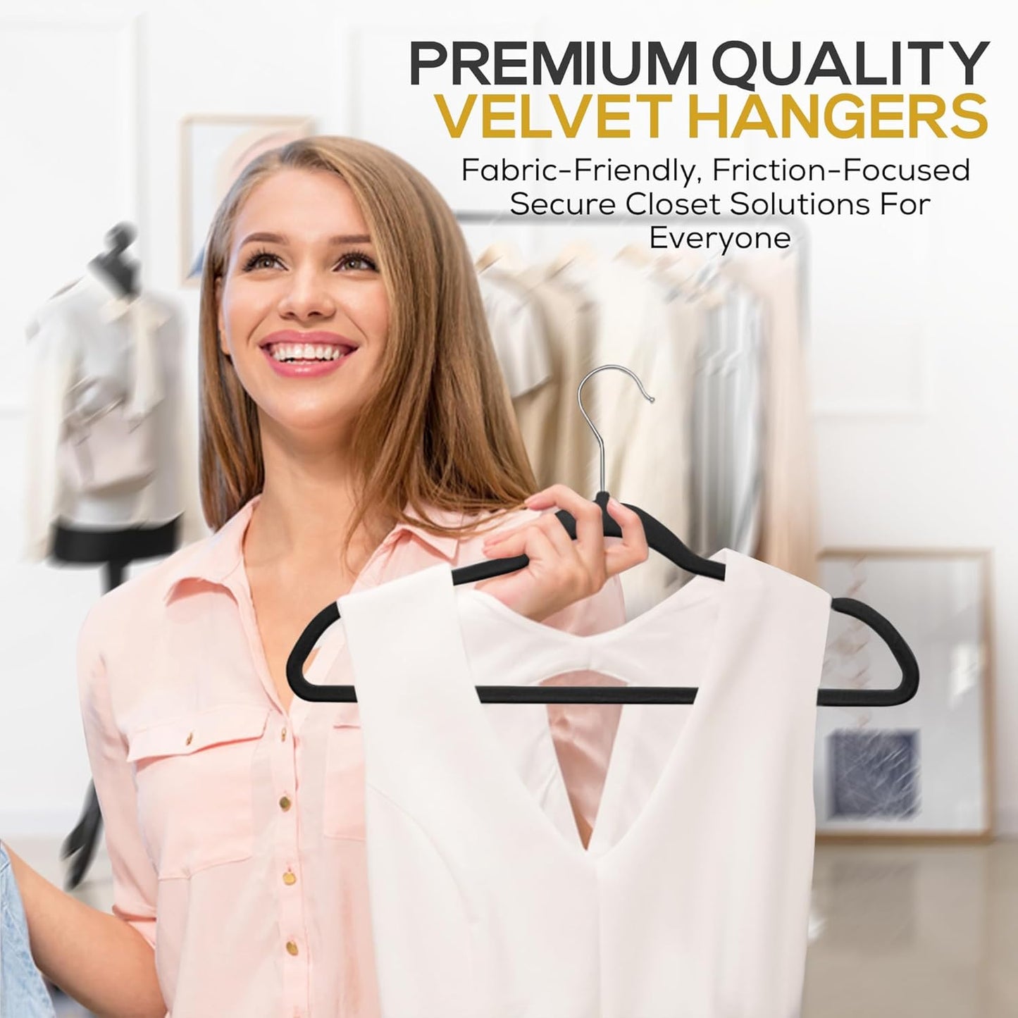 Techzoo Velvet Hangers - Ultra Thin Non-Slip Design for Closet Organization | 50 Pack, Black
