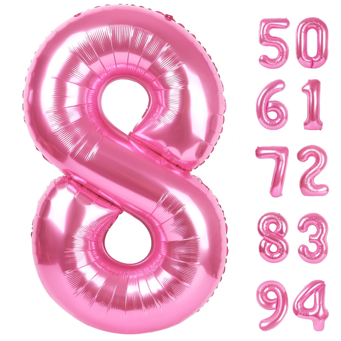 Pink 8 Balloon, Number Balloons 40 Inch, 8th Birthday Decorations for Girls, Birthday Balloons, Pink Party Supplies, Number 8 Balloon