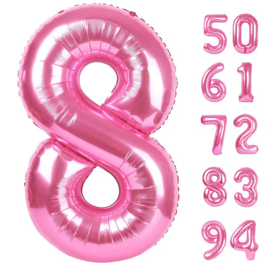 Pink 8 Balloon, Number Balloons 40 Inch, 8th Birthday Decorations for Girls, Birthday Balloons, Pink Party Supplies, Number 8 Balloon