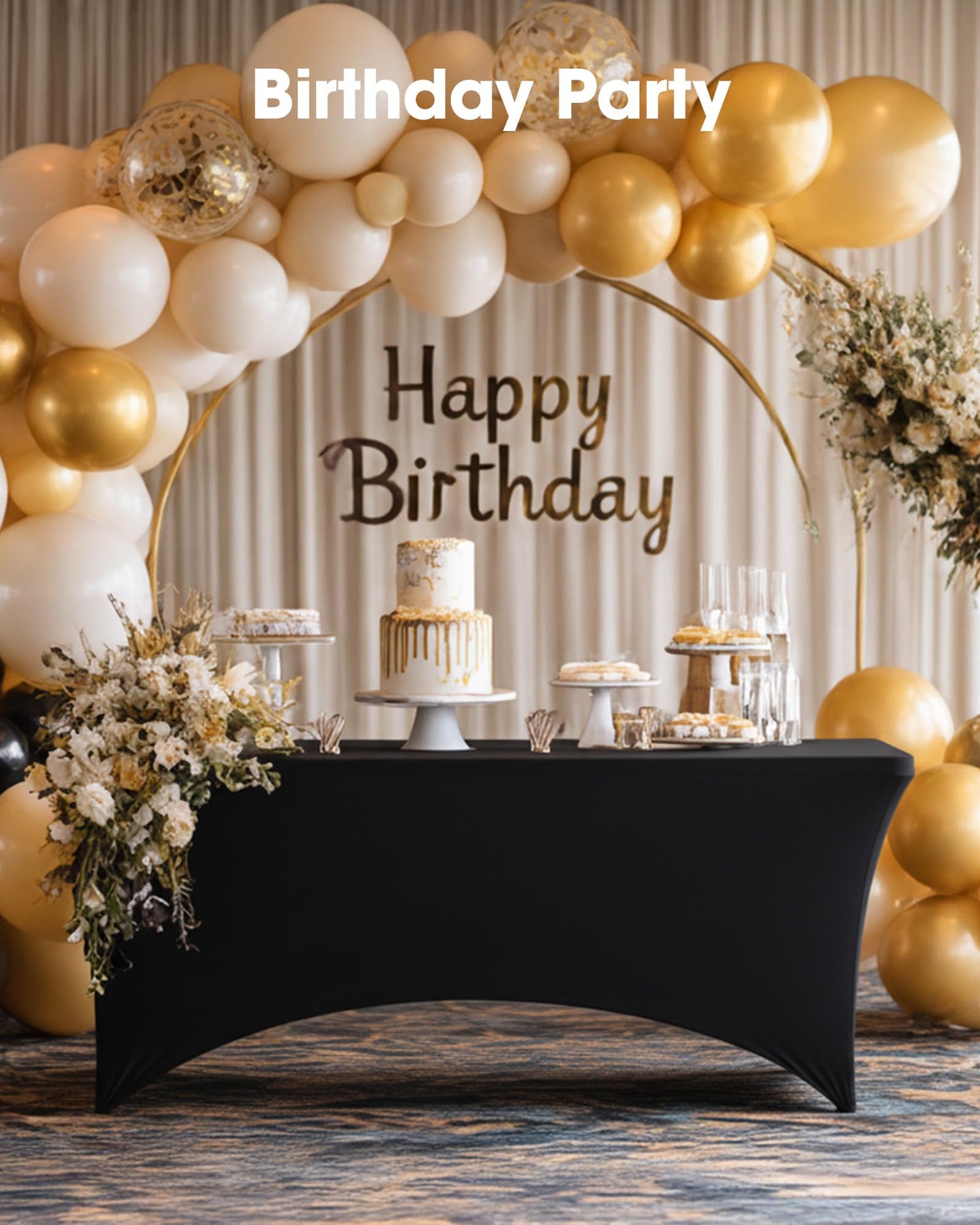 Pureegg Spandex Tablecloth 6ft - 12 Pack, Fitted and Tight Cloth for Rectangle Table, Wrinkle-Free and Stretch Table Cover for Party, Wedding, Banquet and Birthday, Black