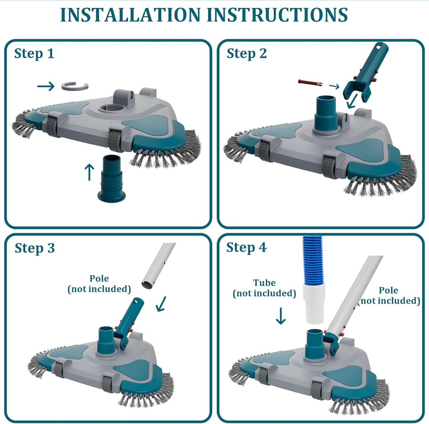 POOLWHALE Pool Vacuum Head - Efficient Cleaning Tool for All Pool Types | Durable Design
