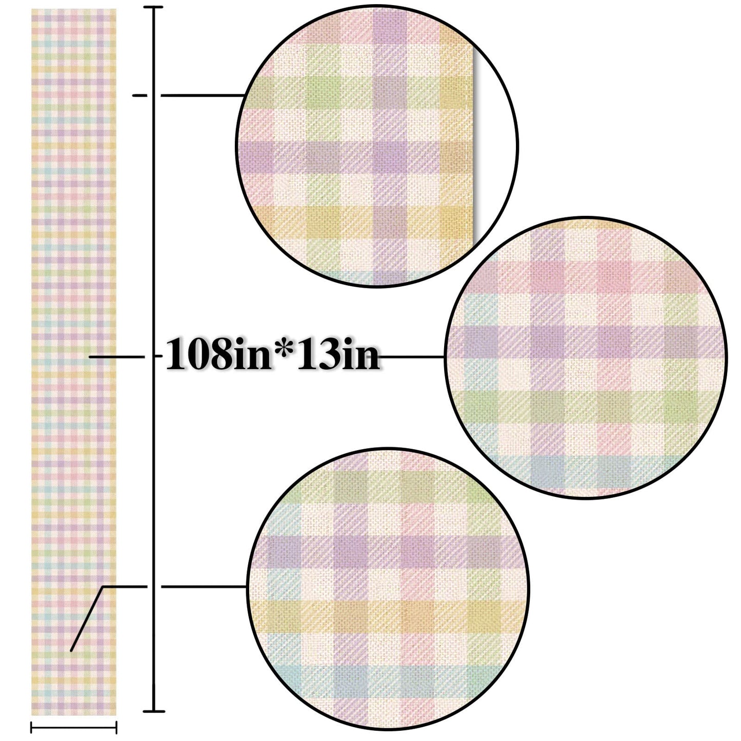Nepnuser Linen Spring Easter Buffalo Check Plaid Table Runner Rustic Farmhouse Home Dining Room Kitchen Table Decor (13" x 108")