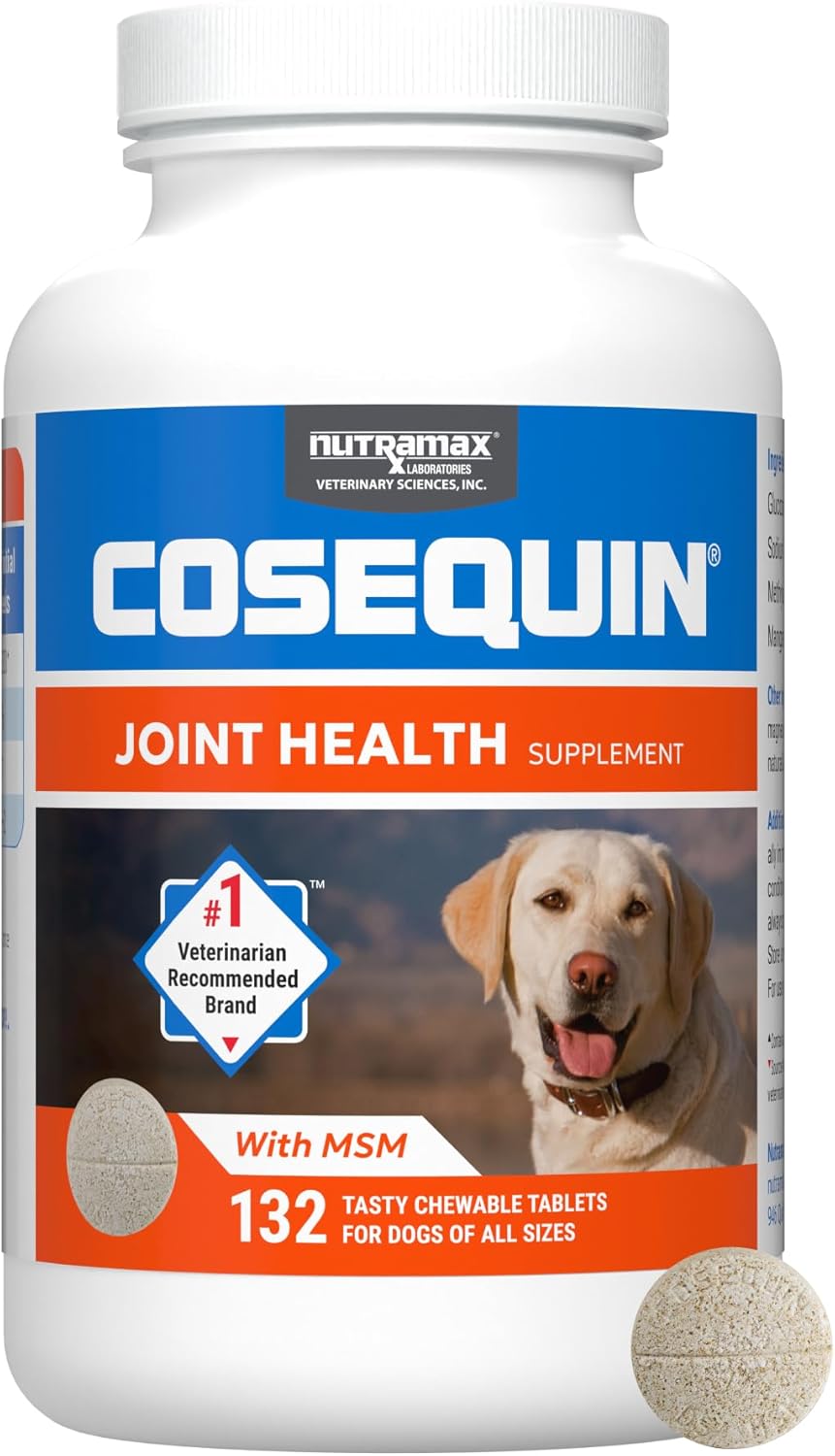 Nutramax Cosequin Joint Health Supplement for Dogs - Glucosamine, Chondroitin & MSM, 132 Chewable Tablets