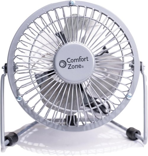 Comfort Zone Mini Desk Fan - High Velocity 4-Inch All-Metal USB Fan with 360° Adjustable Tilt & Quiet Operation | Perfect for Office, Home & Travel
