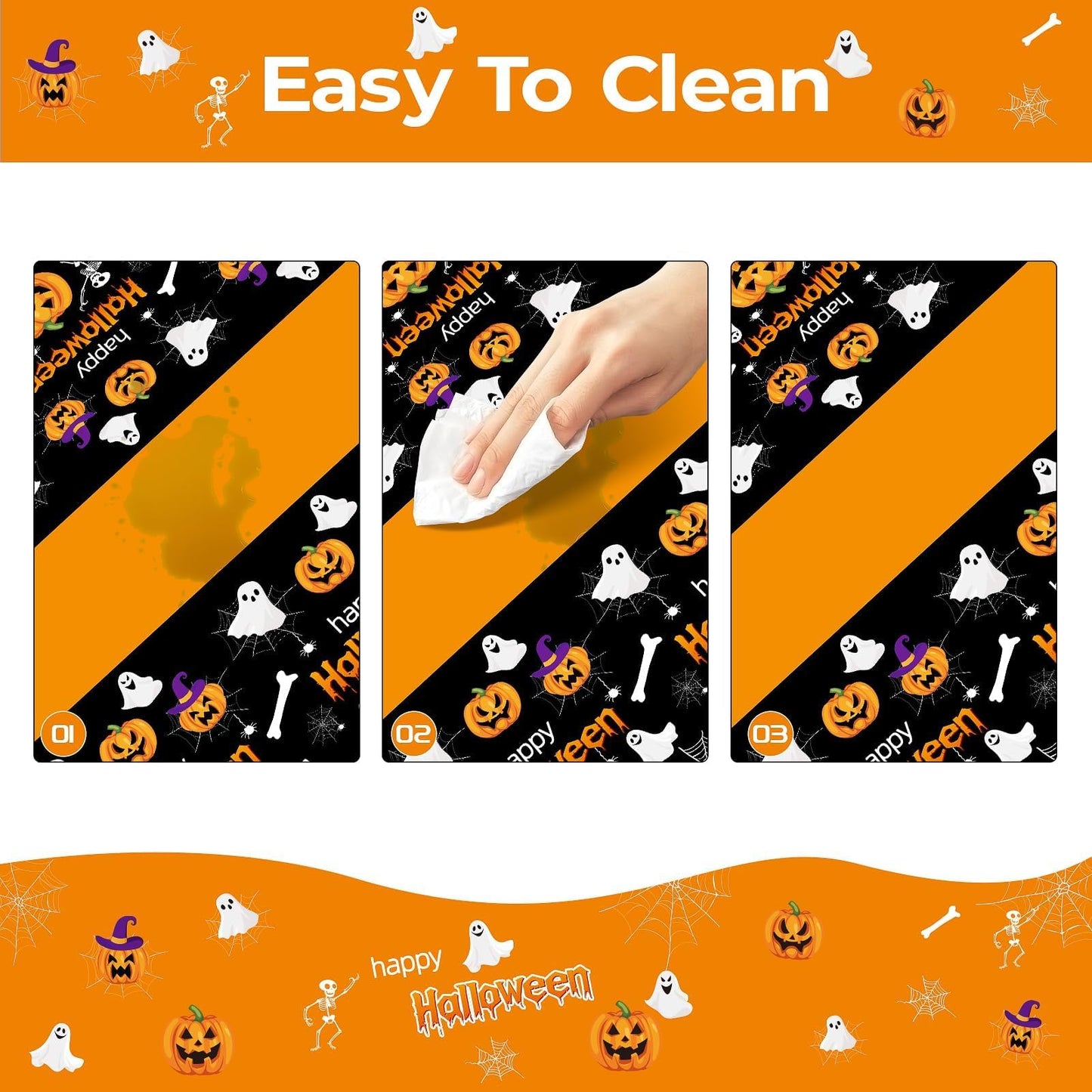 Childom 2 Pack Halloween Tablecloth,Halloween Decorations 54x108 Inch Disposable Plastic Table Cover for Rectangle,Pumpkin Spider Web Ghost Table Cloth for Home Indoor Outdoor Birthday Party Supplies
