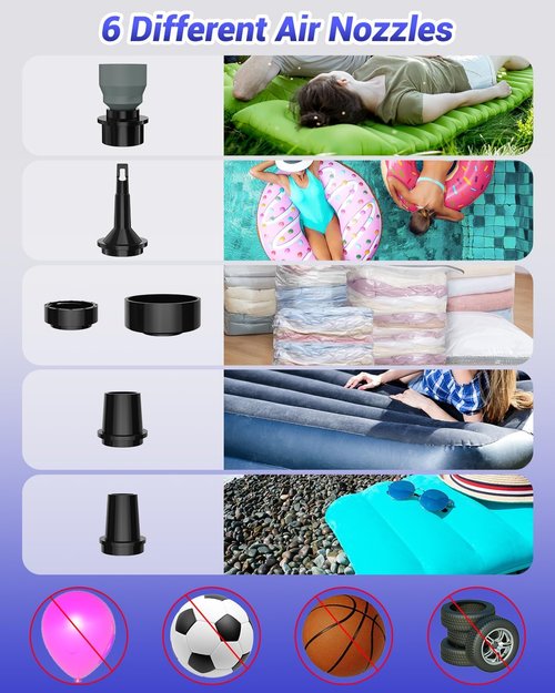 Dr.meter Air Pump - 3600mAh Rechargeable Mini Pump with Camping Light | Fast Inflate/Deflate for Inflatables