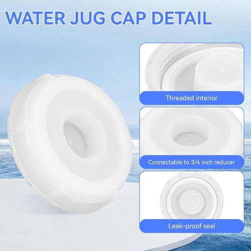 70MM Carboy Cap for Hedpak 5 Gallon Water Tanks Jug, Replacement Water Jug Cap, Plastic Carboy Caps with 3/4" NPT Center for Easy Faucet Attachment and Leak-Proof Sealing, 2 Pack