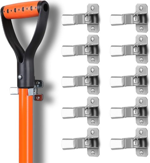 HORUSDY 10-Pack Spring Grip Mop and Broom Holder - Durable Storage Solution for Tools & Cleaners