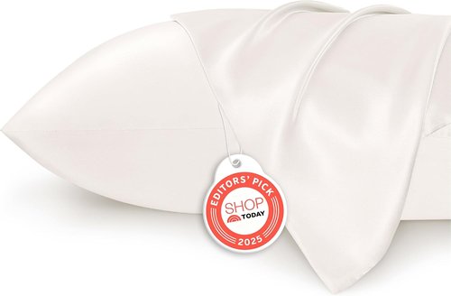 Bedsure Satin Pillowcase - Luxurious Silk-Like Comfort | Standard Size, Ivory, 20x26 Inches, 2-Pack