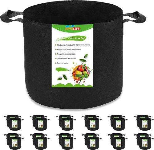 Grow Bags 24-Pack | 3 Gallon Heavy Duty Aeration Fabric Pots with Handles for Gardening