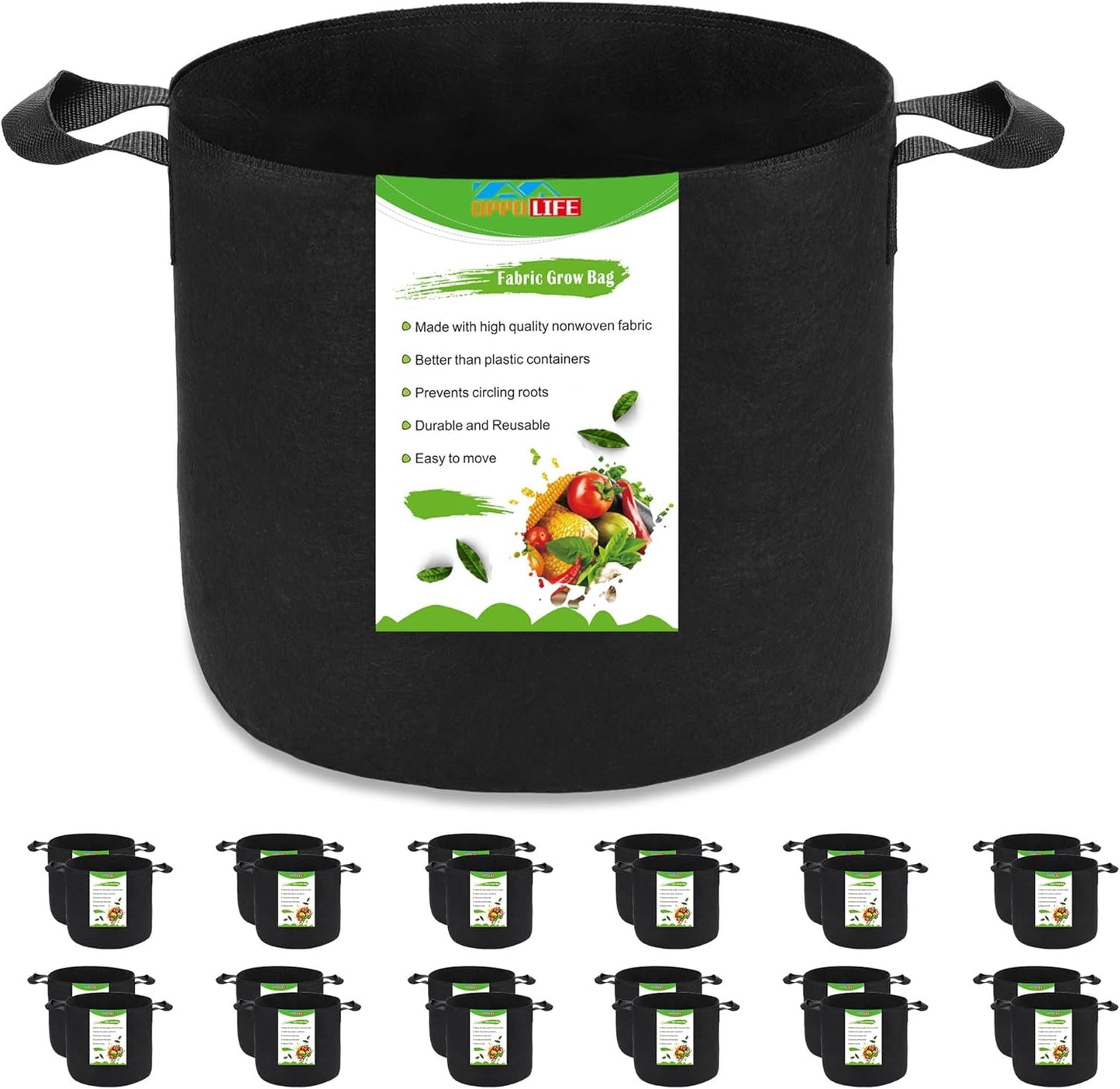 Skiennix 5 Gallon Grow Bags - Heavy Duty Aeration Fabric Pots with Handles for Gardening | 24-Pack