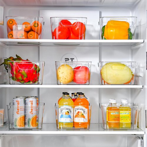 Clear Plastic Storage Bins by [Brand Name] - 12 Pack Pantry Organizers with Handles for Kitchen & Bathroom