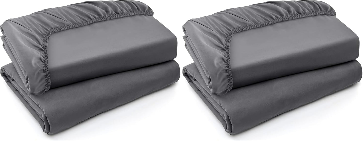 Utopia Bedding Twin XL Fitted Sheets - Soft Brushed Microfiber - Deep Pockets - 4 Pack - Grey