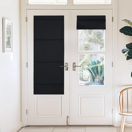 NICETOWN Magnetic Blackout Curtains - Thermal Insulated Privacy Blinds for French Doors | 1 Panel, Black 27"W x 64"L